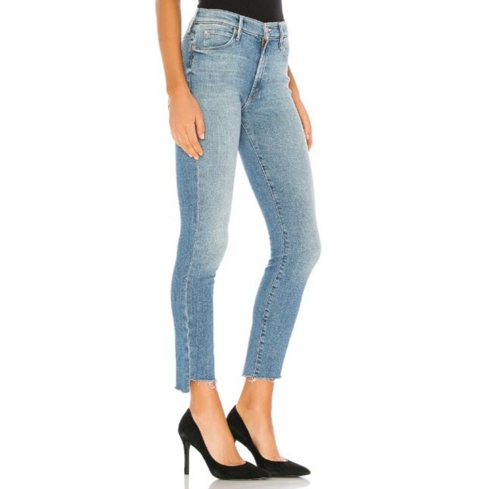 NEW MOTHER The Stunner Zip Step Ankle Fray Jeans Raw Cut Hem Tarrot Time Size 34 - Picture 9 of 14